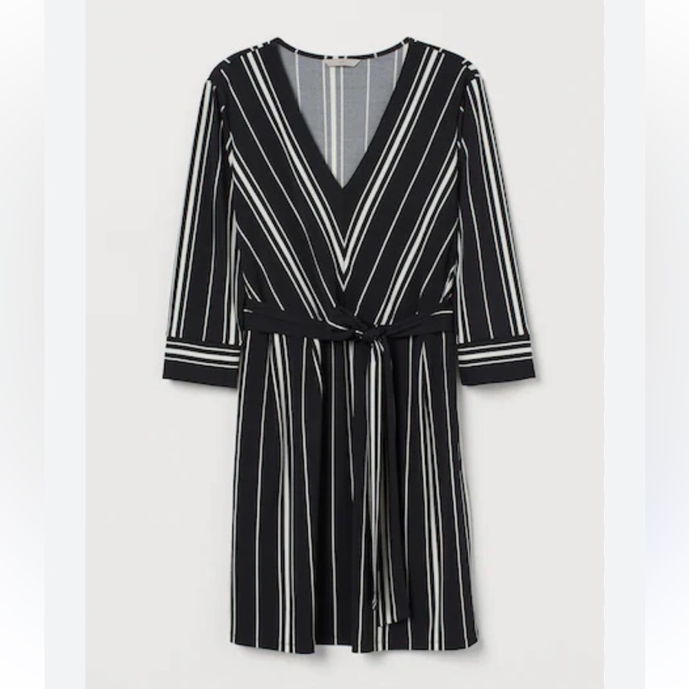 H&M Black and White Striped Dress